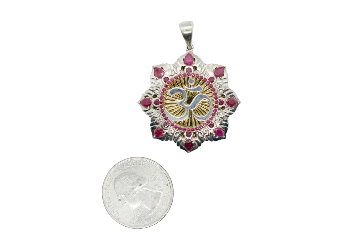Om Garden Silver, Gold-Plated Ruby Pendant