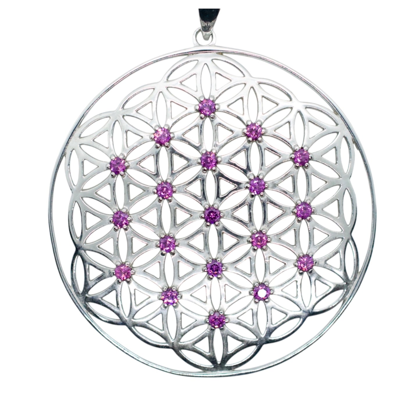 Sapphire Flower of Life Silver Pendant Necklace