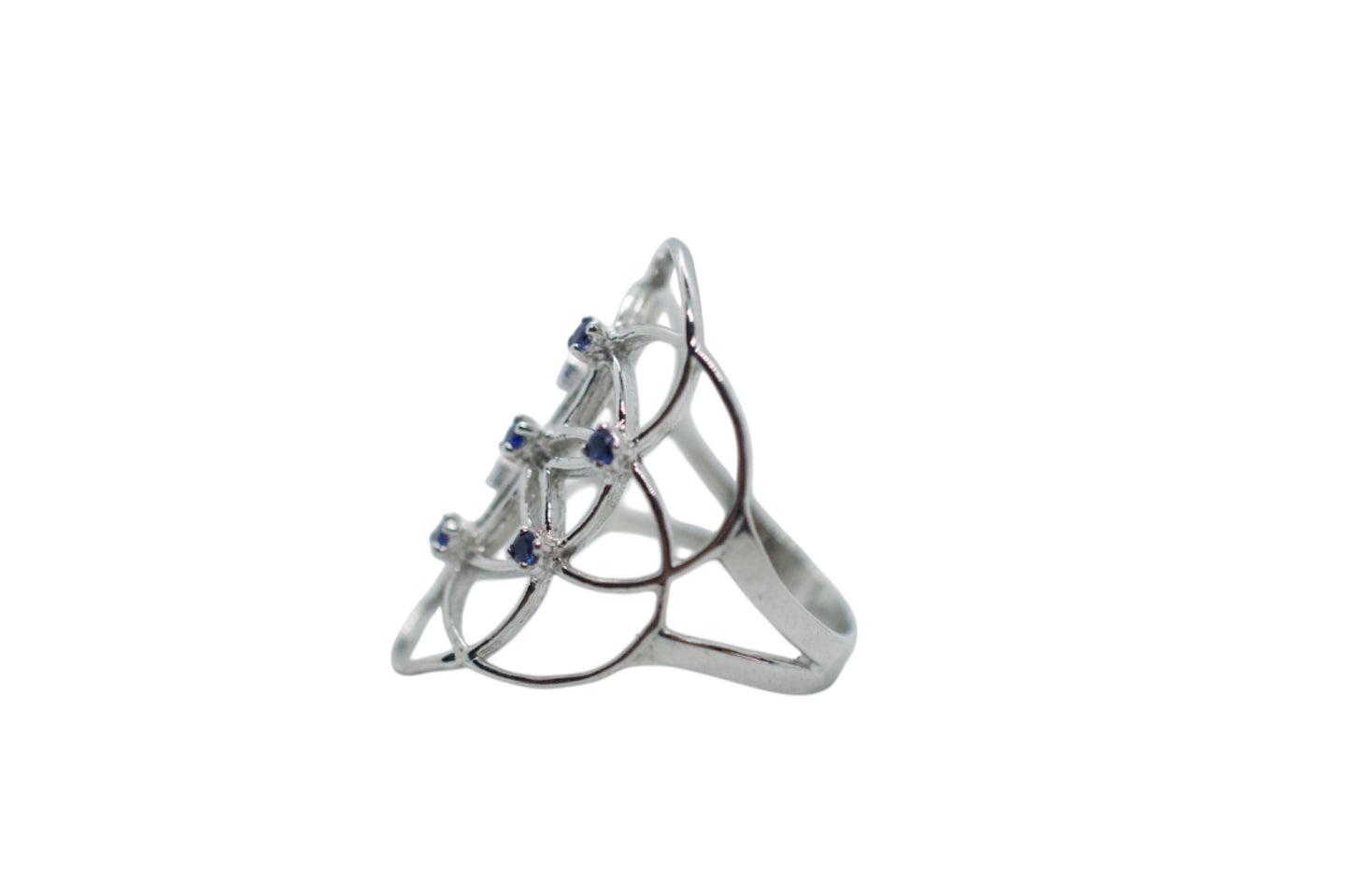Seed of Life Blue Sapphire Sterling Silver Ring