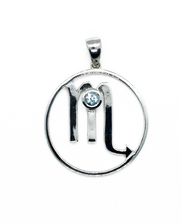 Scorpio Zodiac Astrology Blue Topaz Silver Necklace