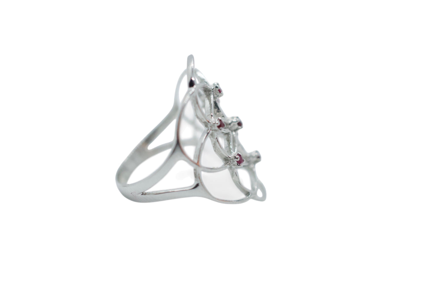 Seed of Life Red Ruby Sterling Silver Ring