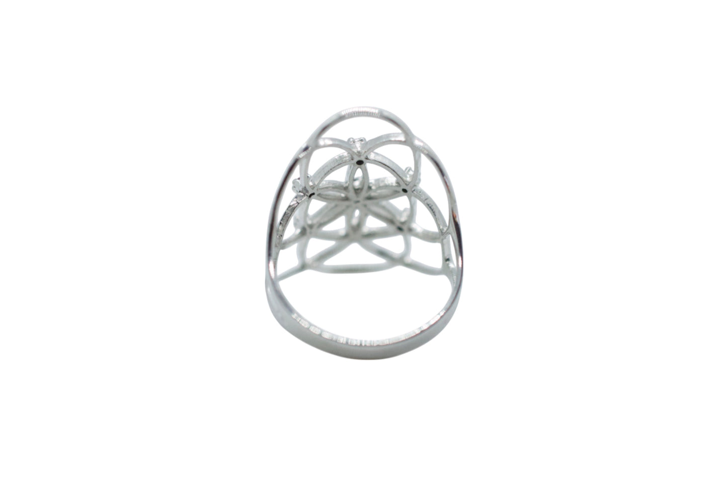 Seed of Life Red Ruby Sterling Silver Ring