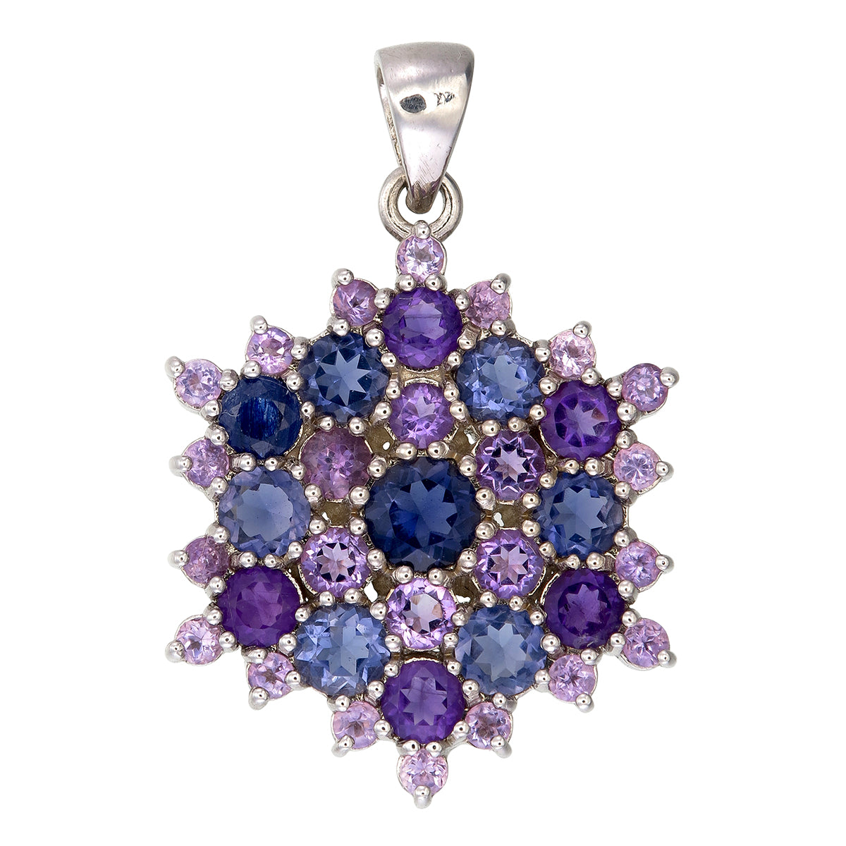 Cathedral Peak Amethyst & Iolite Sterling Silver Snowflake Necklace