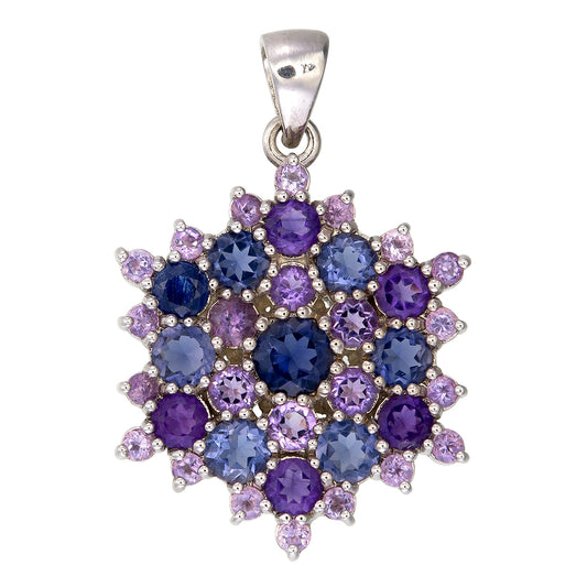 Cathedral Peak Amethyst & Iolite Sterling Silver Snowflake Necklace