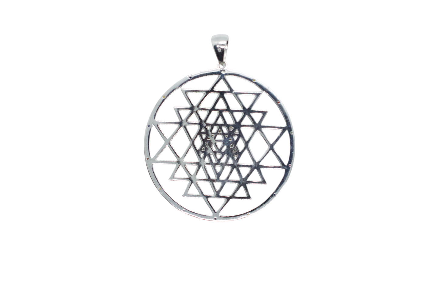 Sapphire Sri Yantra Silver Necklace XL