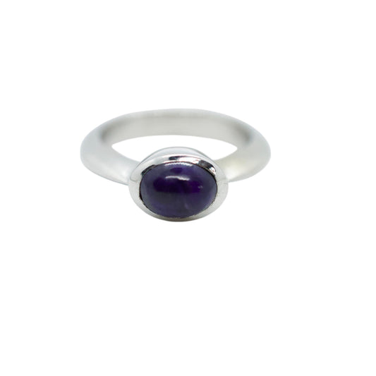 Purple Sugilite Silver Ring Size 3.75