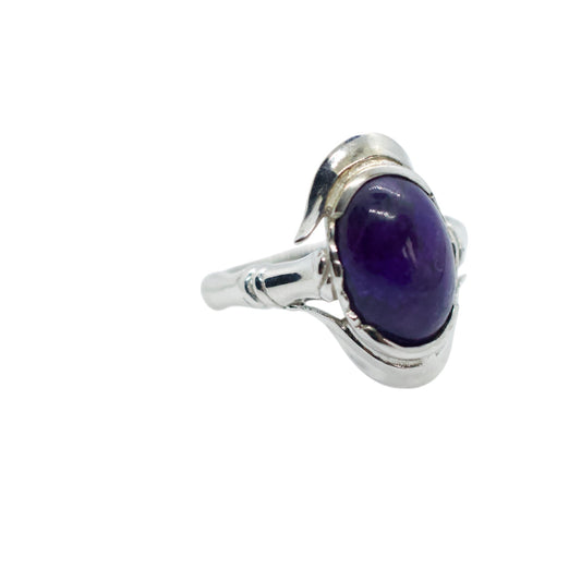 Purple Sugilite Silver Ring Size 6.75