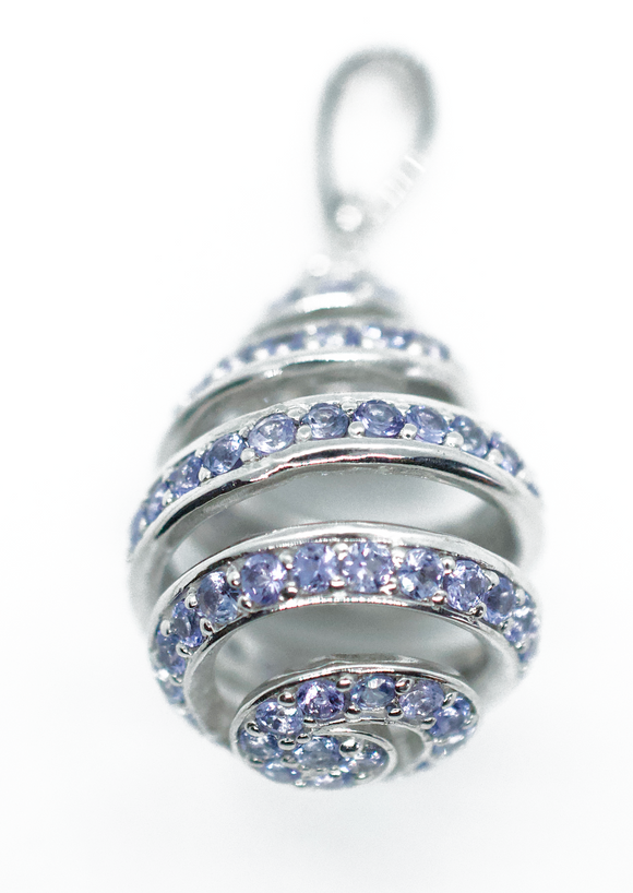Swirling Spiral Tanzanite Silver Necklace