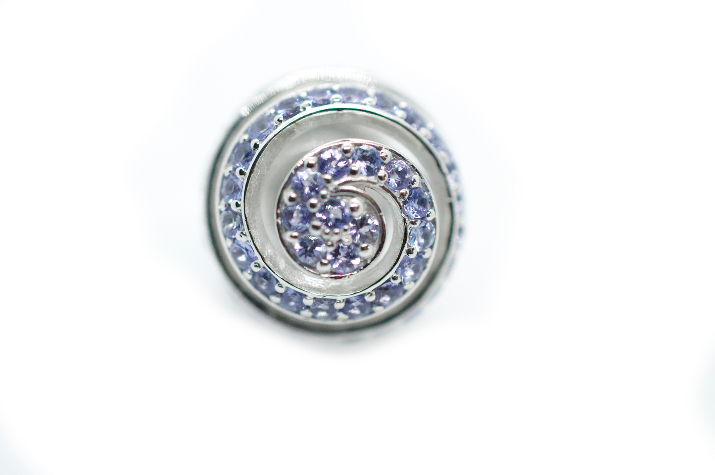 Swirling Spiral Tanzanite Silver Necklace