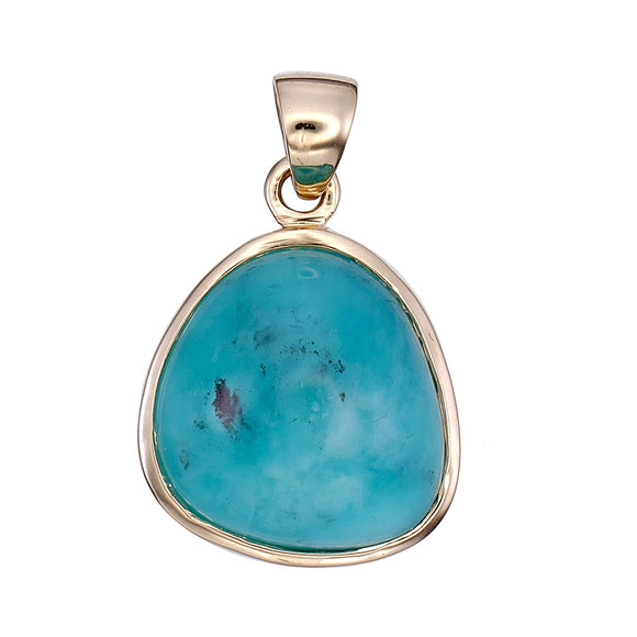 18k Gold Paraiba Blue Peruvian Blue Opal Pendant Necklace