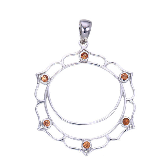 7 Chakras Jewelry:  Sterling Silver and Orange Sapphire Swadhisthana Sacral Chakra Pendant - Jai 108 Presents