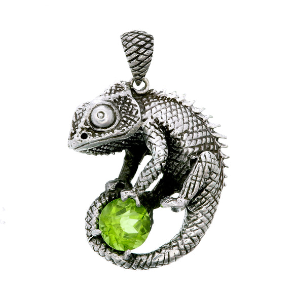 Cosmic Chameleon with Peridot Silver Necklace