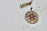 Marquis Flower of Life Sterling Silver Garnet, Citrine, Pink Sapphire Necklace