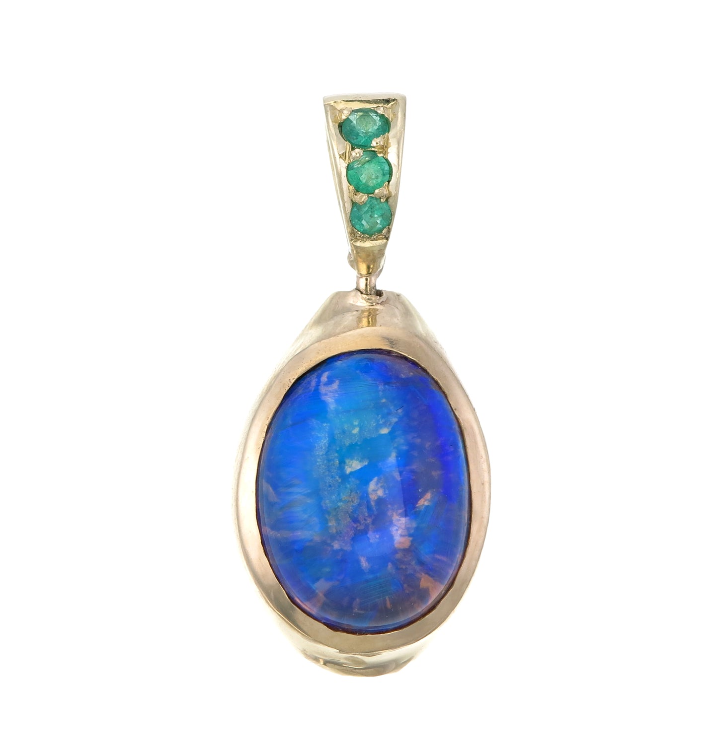 14k gold Boulder Opal spinning pendant