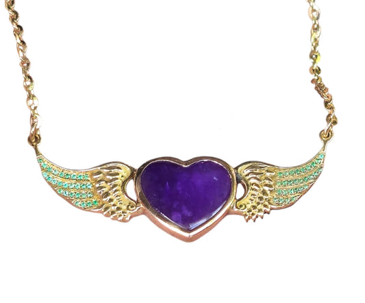 18k gold Heart & Wings pendant w/ chain