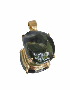 18k polished moldavite pendant