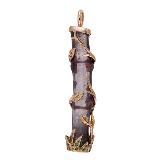 18k pink gold purple tourmaline bamboo pendant