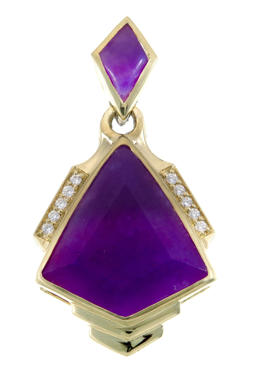 18k faceted kited shape gel sugilite pendant