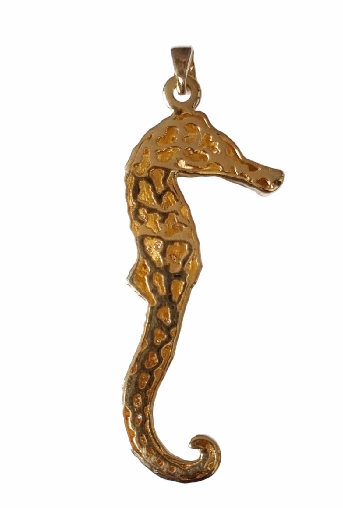 18K Gold & Diamond Seahorse Necklace Pendant