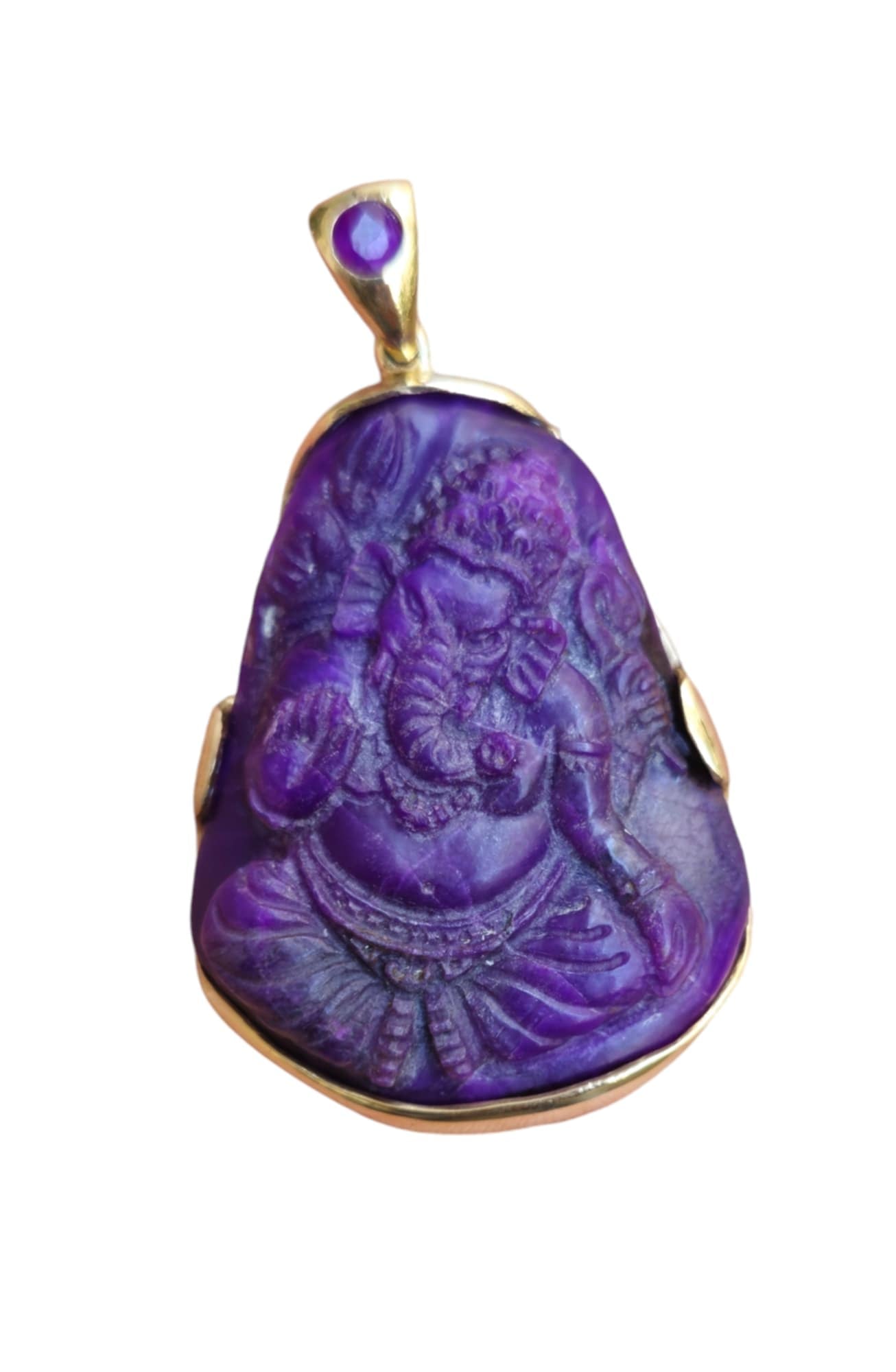 18k gold gel sugilite Ganesha carving