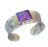 Thailand Hill Tribe Siver Bracelet Cuff w/ Purple Sugilite