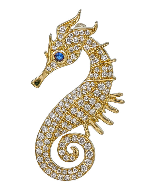 9k Gold Diamond Sea Dragon Pendant
