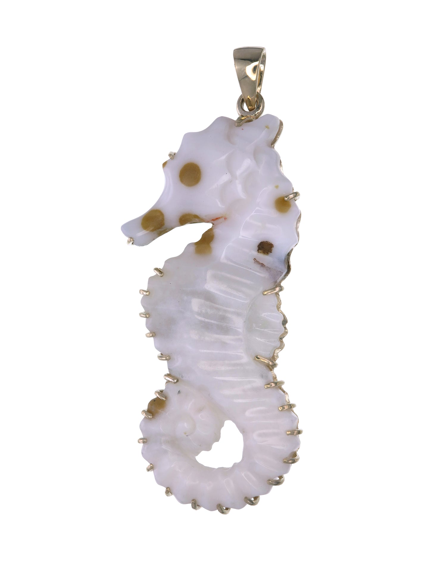 9k Gold Polka Dot Jasper Seahorse