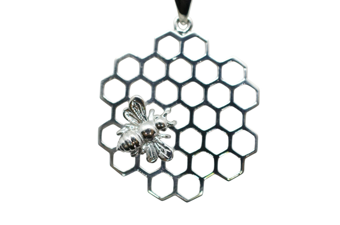 Bee Sweet Silver Honeycomb and Bee Necklace