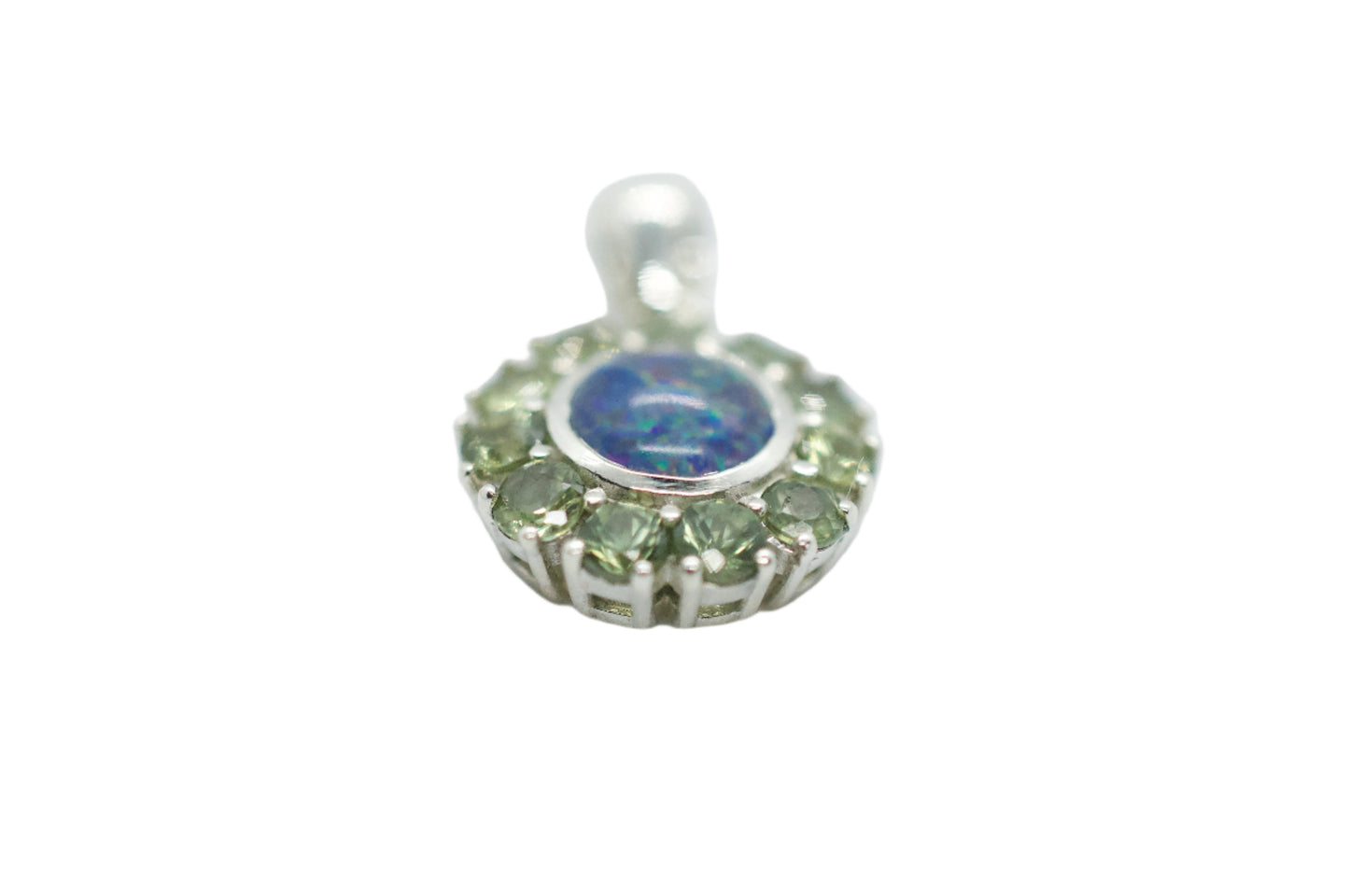 Boulder Opal & Green Sapphire Sterling Silver Mini Mandala Necklace