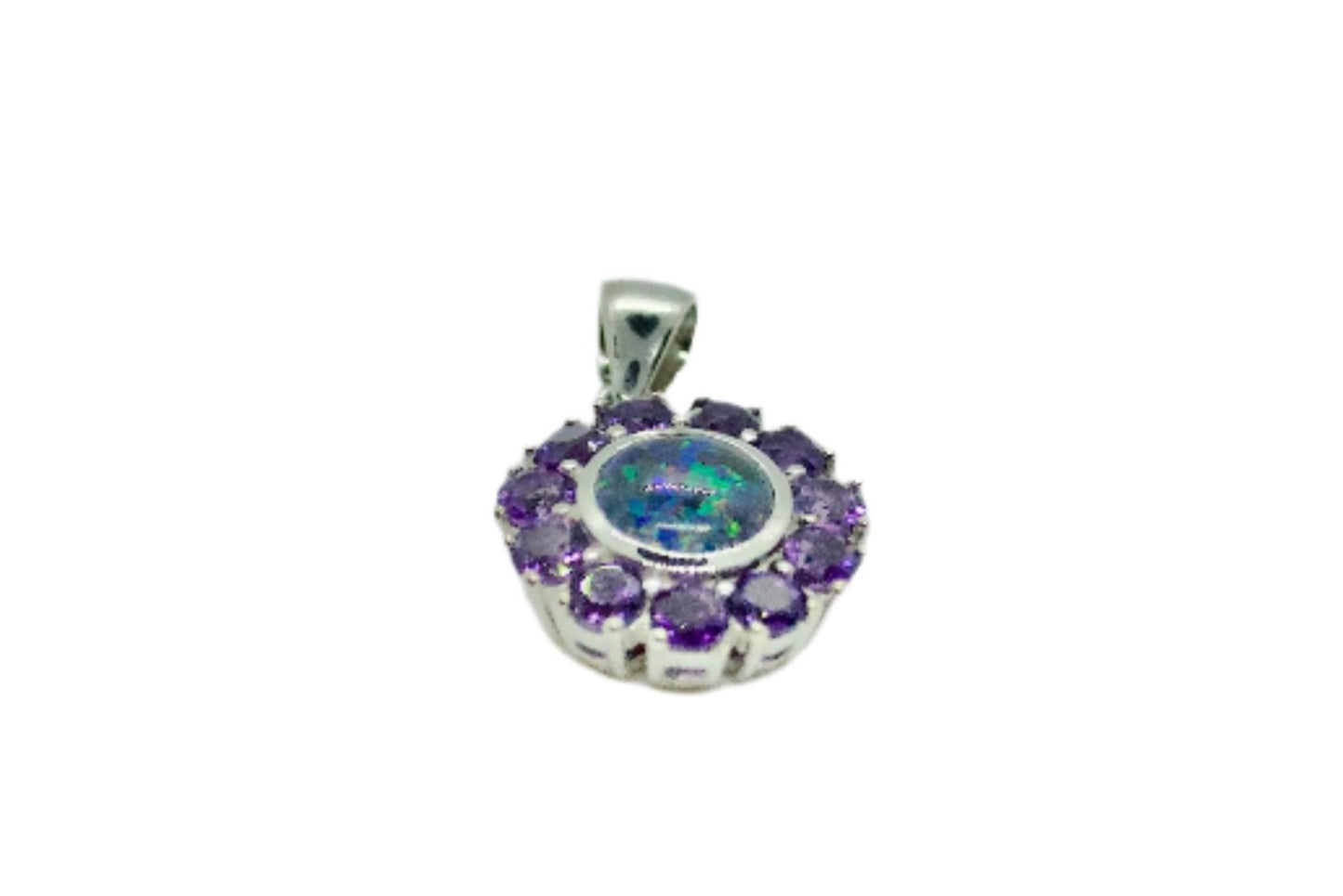 Boulder Opal & Amethyst Sterling Silver Mini Mandala Necklace