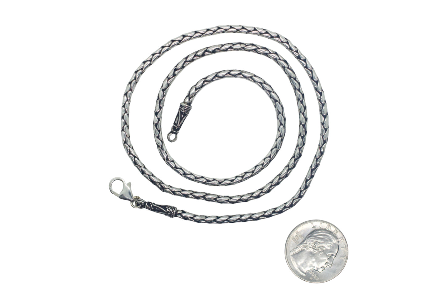 22" Braided Sterling Silver Necklace Chain