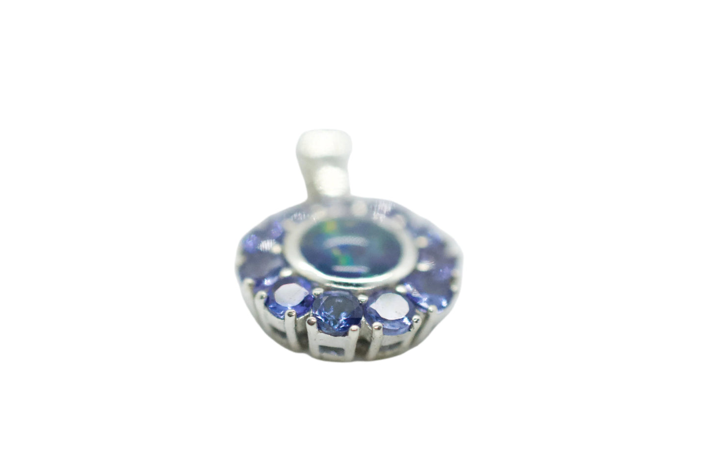 Boulder Opal & Tanzanite Sterling Silver Mini Mandala Necklace