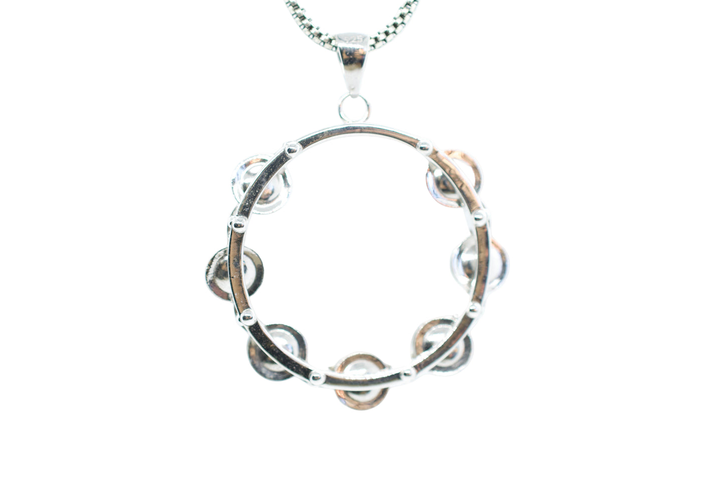 Sterling Silver Tambourine Necklace