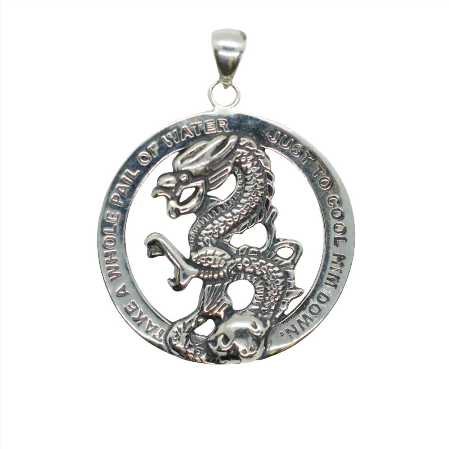 Fire on the Mountain Sterling Silver Pendant Necklace Dragon Whole Pail of Water