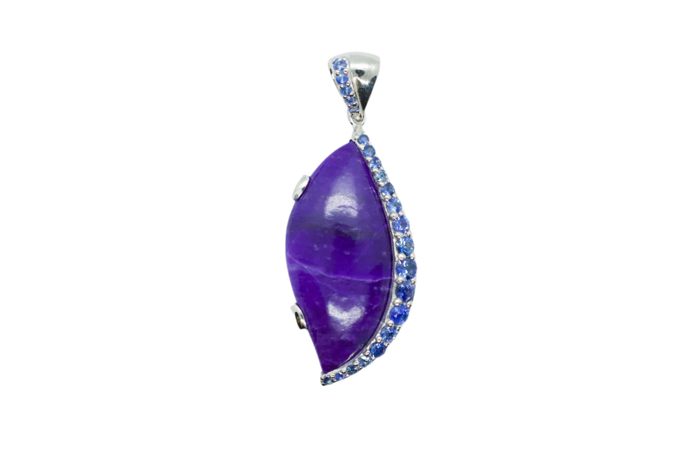 Sterling Silver Sugilite Violet Dream Pendant Necklace with Blue Sapphires