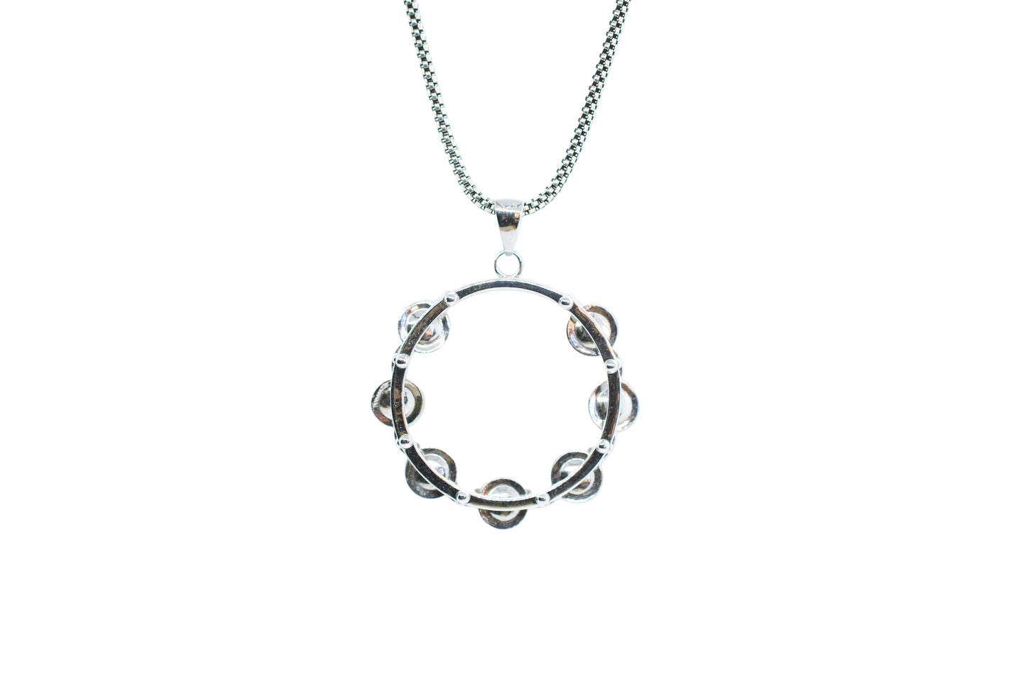 Sterling Silver Tambourine Necklace