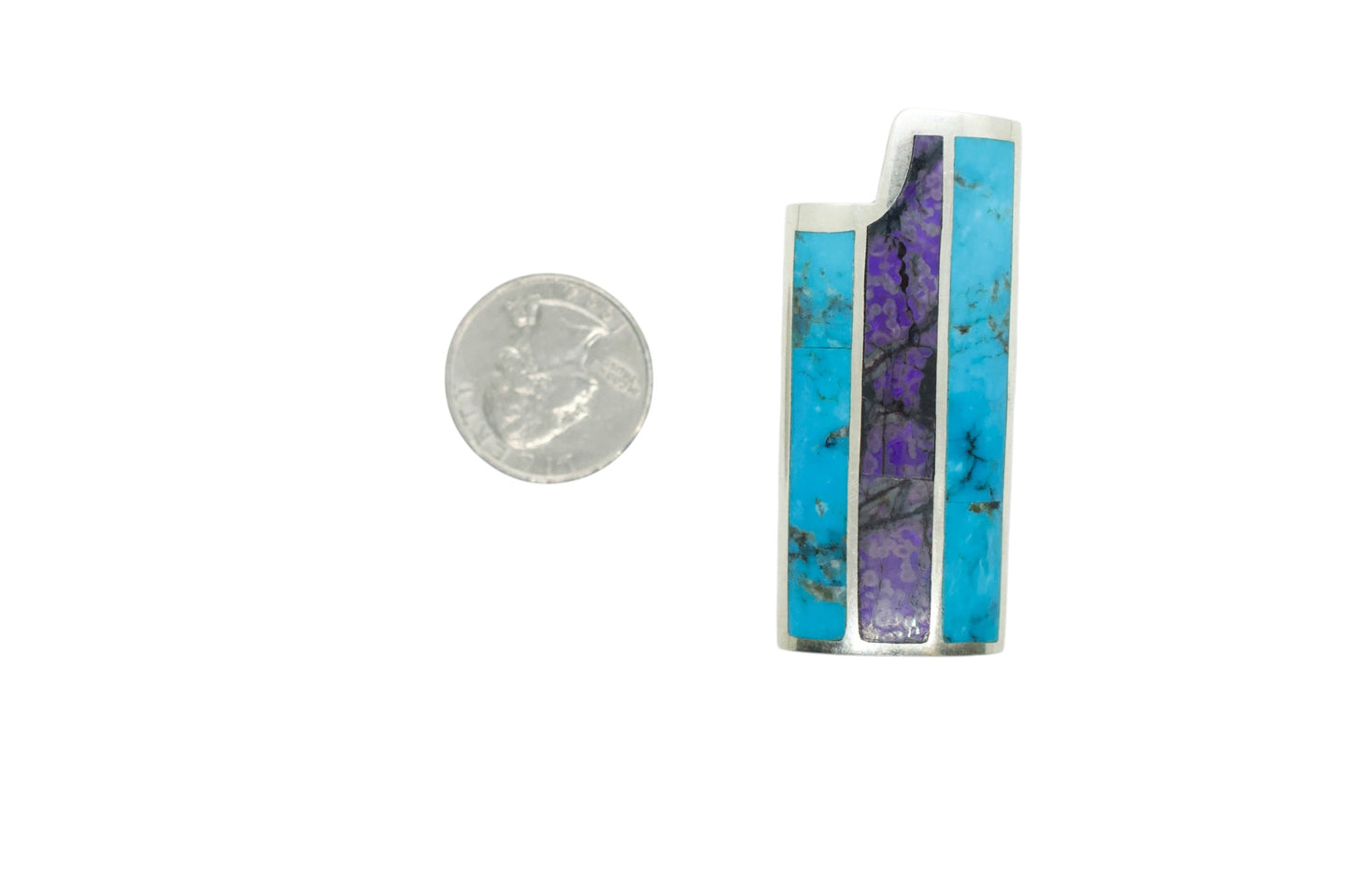 Sterling Silver Turquoise & Sugilite Small Lighter Cover