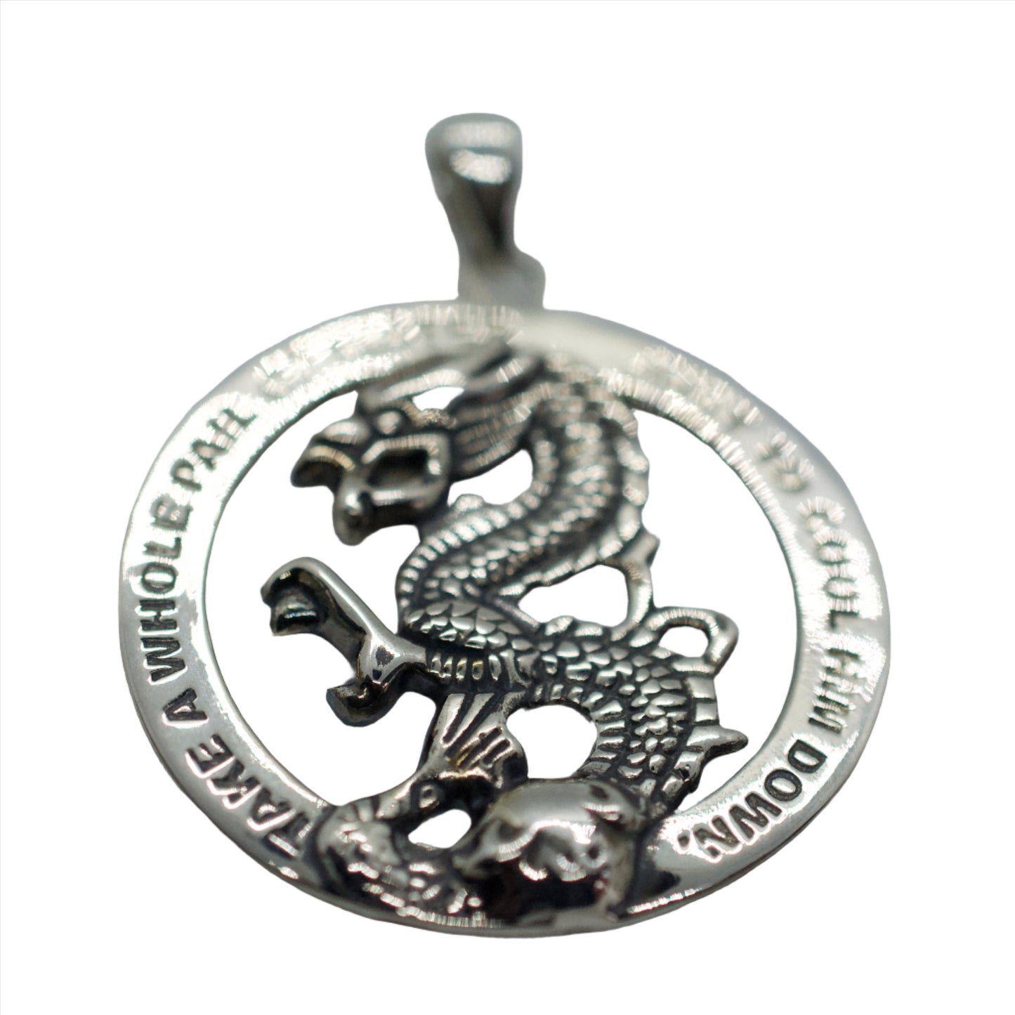 Fire on the Mountain Sterling Silver Pendant Necklace Dragon Whole Pail of Water