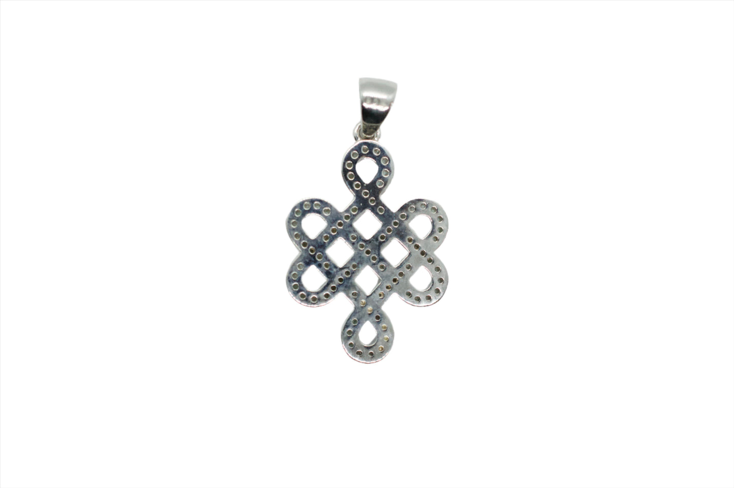 Green Sapphire Shrivasta Endless Knot Sterling Silver Pendant Necklace