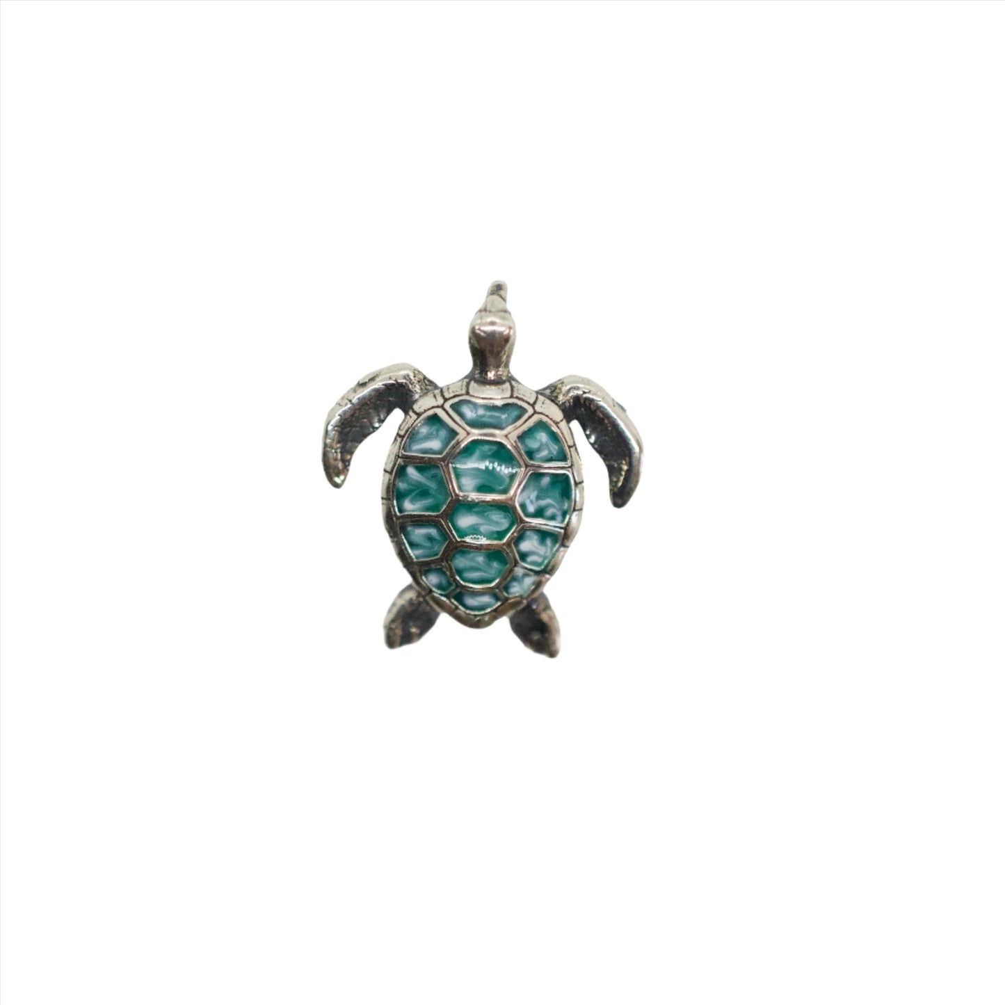 Enamel Silver Hawaiian Sea Turtle Necklace Blue