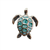 Enamel Silver Hawaiian Sea Turtle Necklace Blue