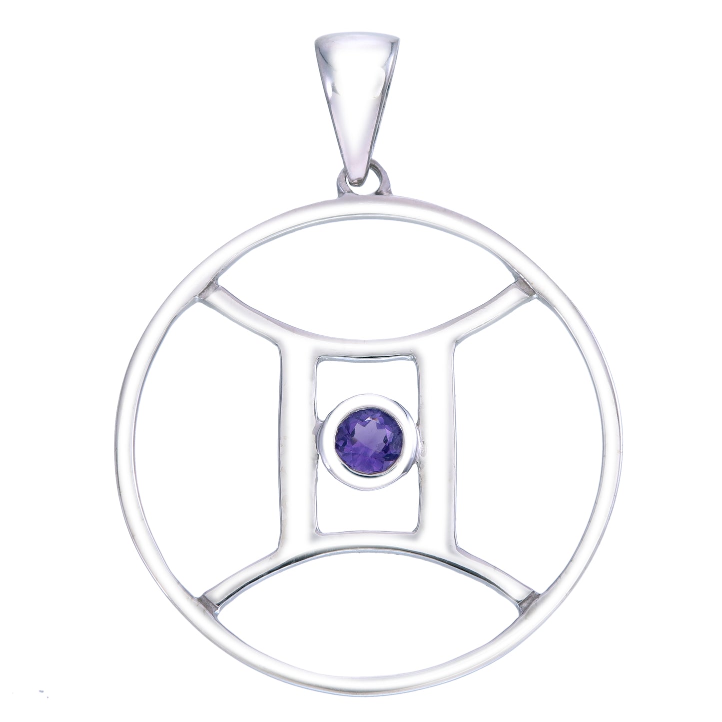 Pisces Astrology Horoscope Zodiac Silver & Amethyst Necklace