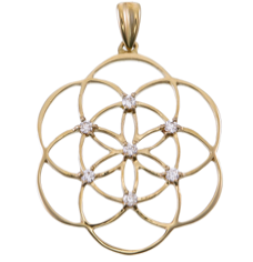 18K Gold Diamond Seed of Life Sacred Geometry Pendant Necklace