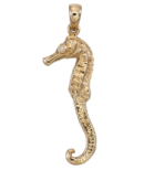 14K Gold & Diamond Seahorse Necklace Pendant