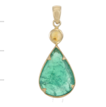 18K Gold Green Emerald & Opal Pendant Necklace