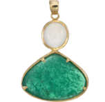 18K Gold Emerald & Opal Pendant Necklace