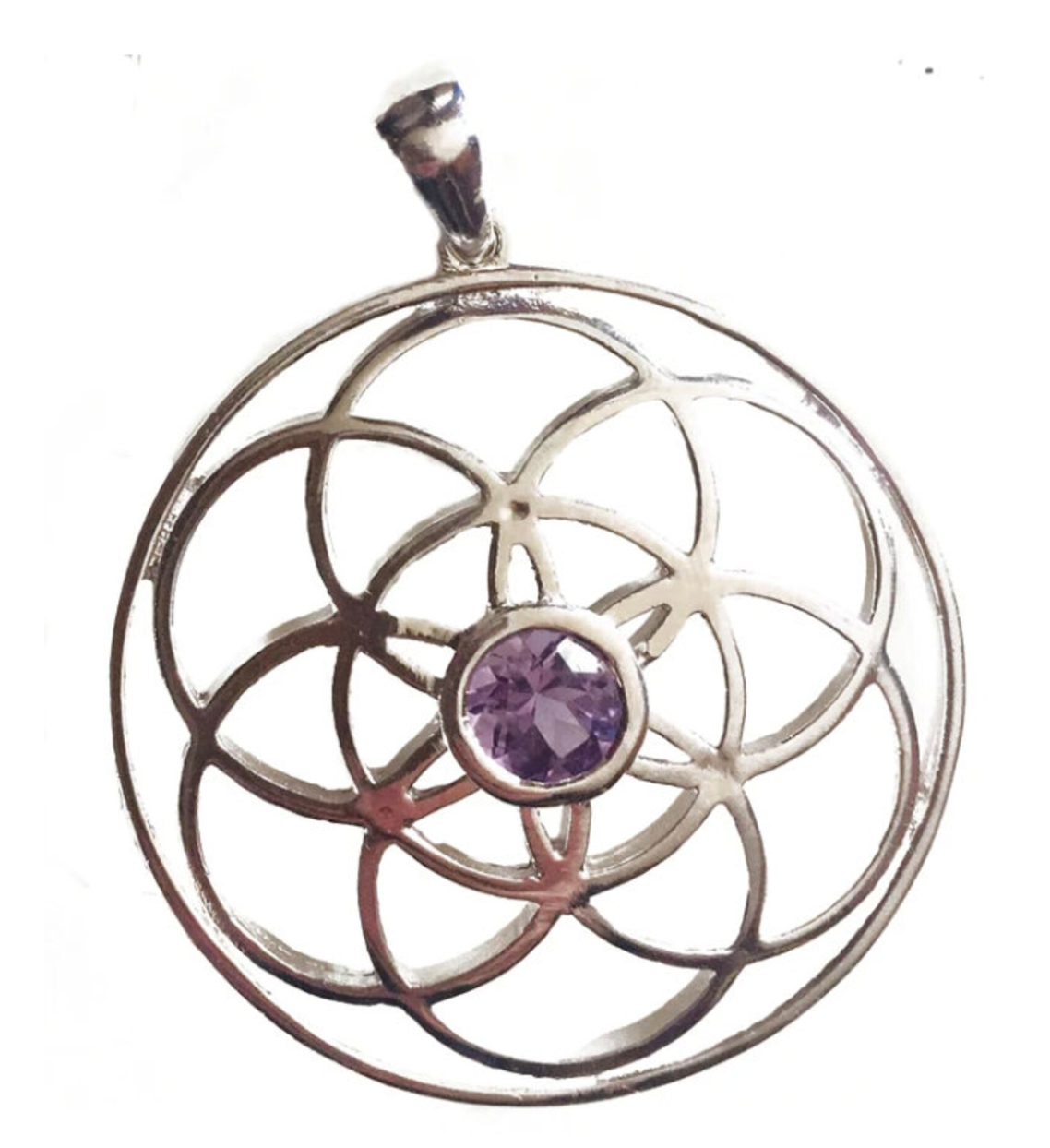 Amethyst Sterling Silver Seed of Life Pendant