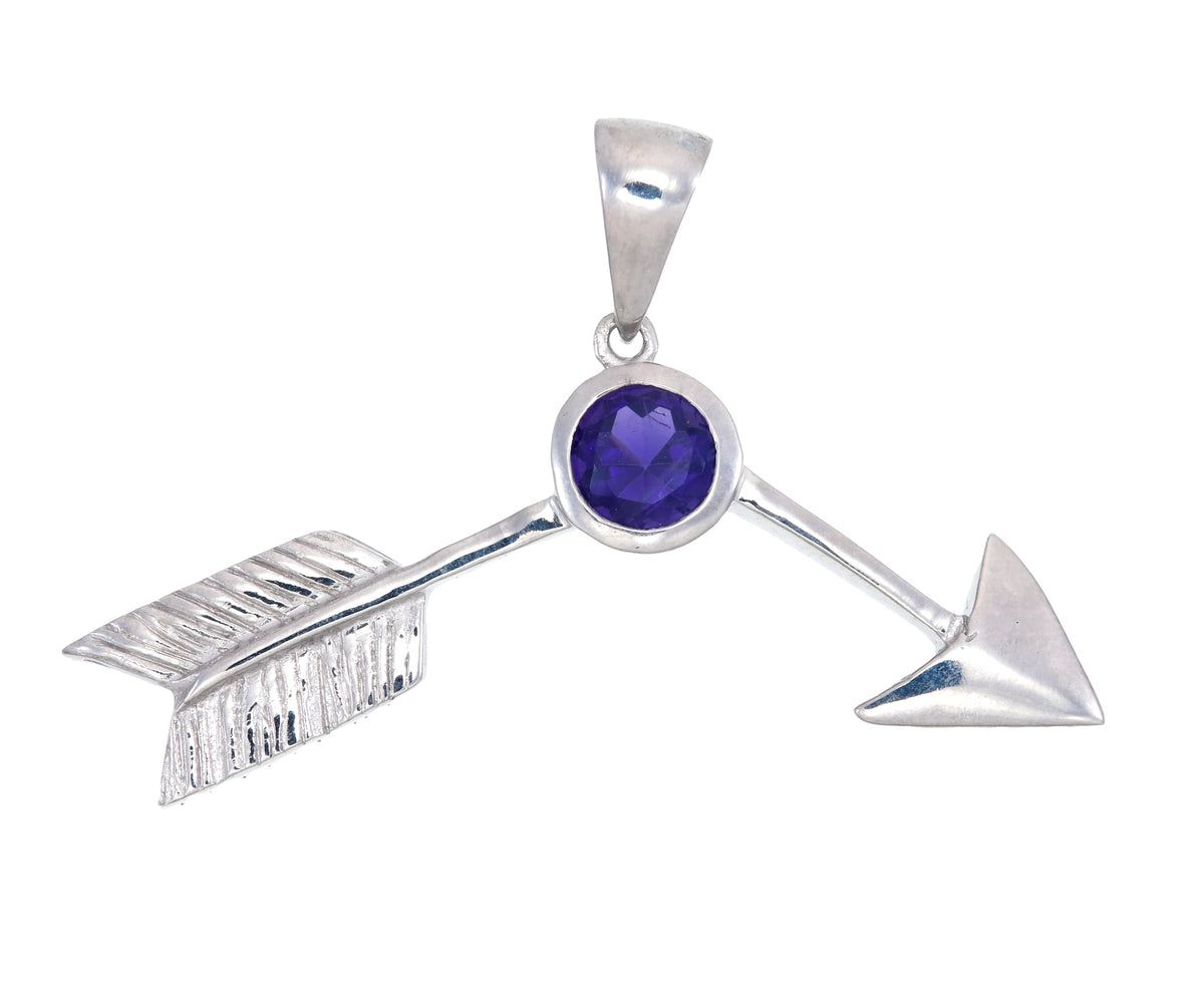 Sterling silver arrow necklace with faceted amethyst gemstone, Grateful Dead Broken Arrow tribute