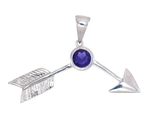 Sterling silver arrow necklace with faceted amethyst gemstone, Grateful Dead Broken Arrow tribute