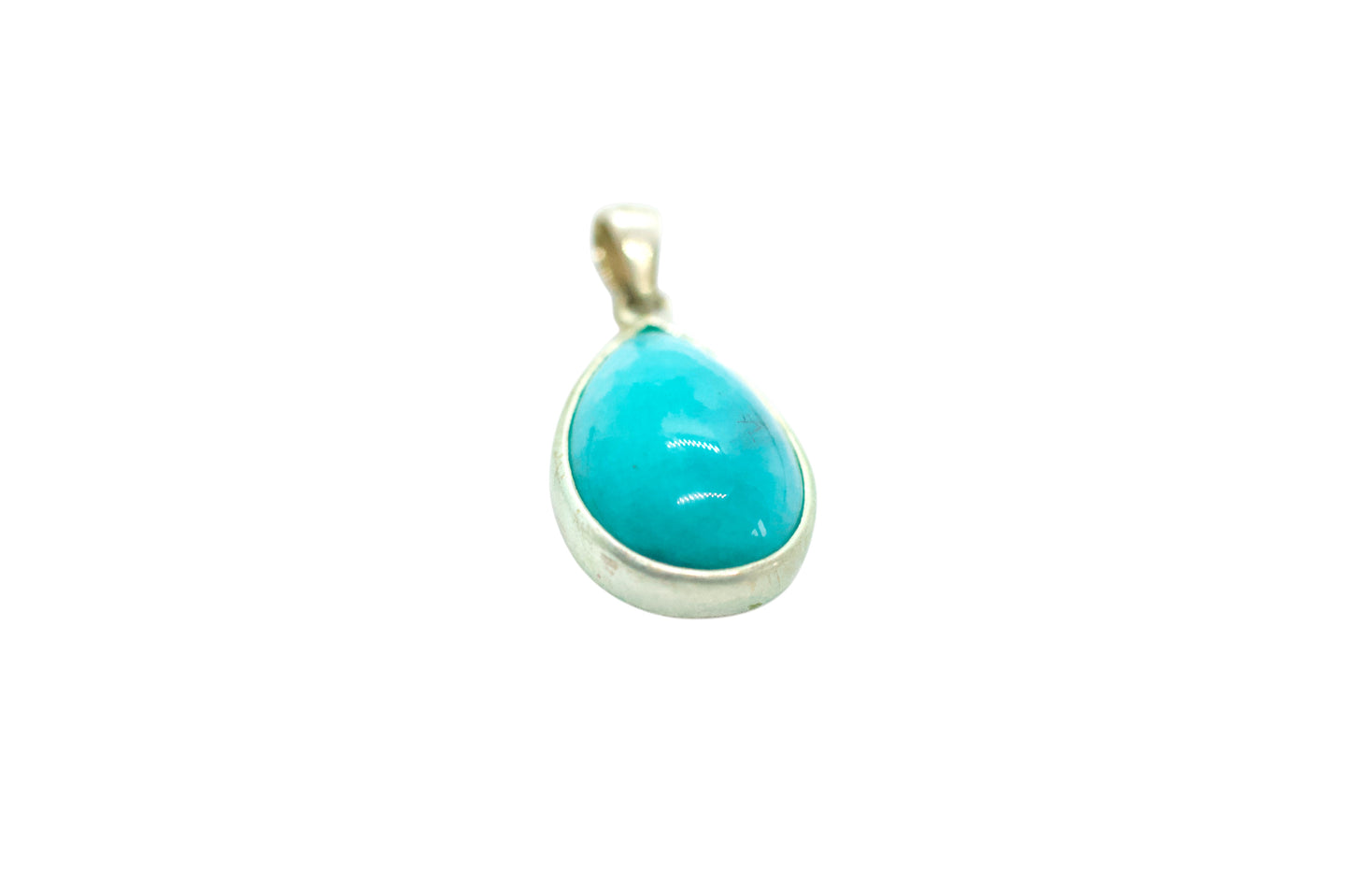 Teardrop Blue Amazonite Silver Necklace